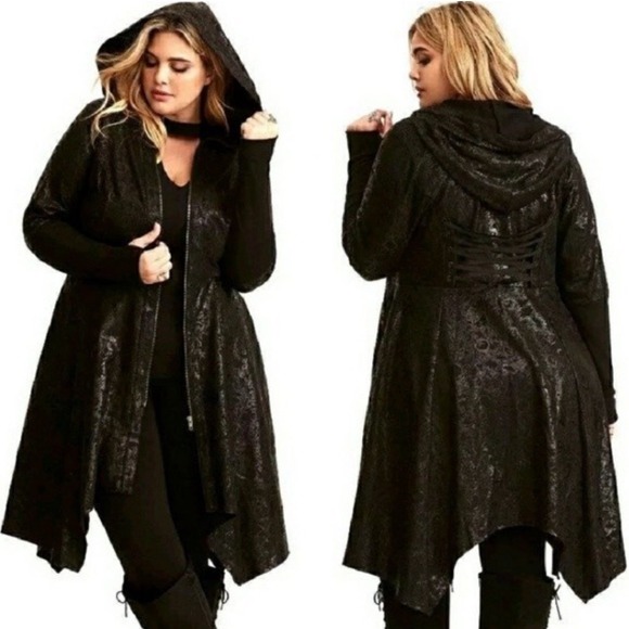Disney Foil Zip Hooded Villains Coat Lace Up Back - Picture 1 of 11